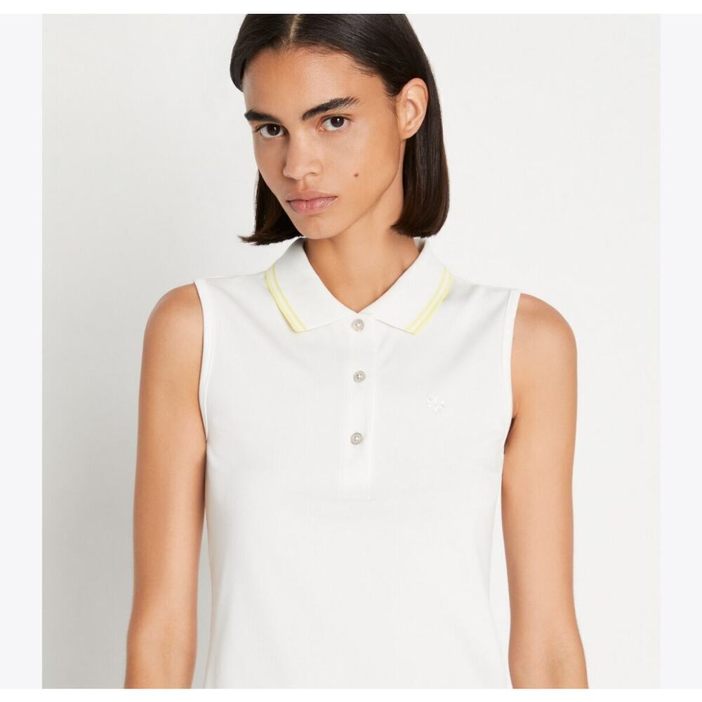 Tory Sport TECH PIQUÉ SLEEVELESS POLO White Sz XL